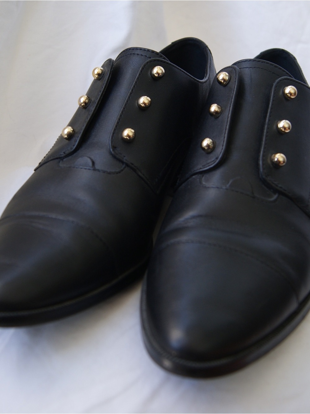 Nine West Black Leather Dress Shoes with Gold Stud Detail